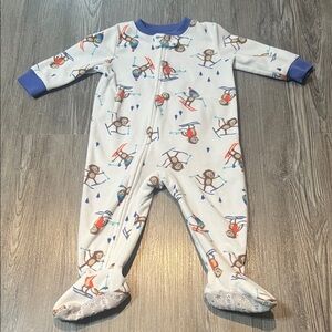 Carter's Playful Monkey Footie - White and Blue